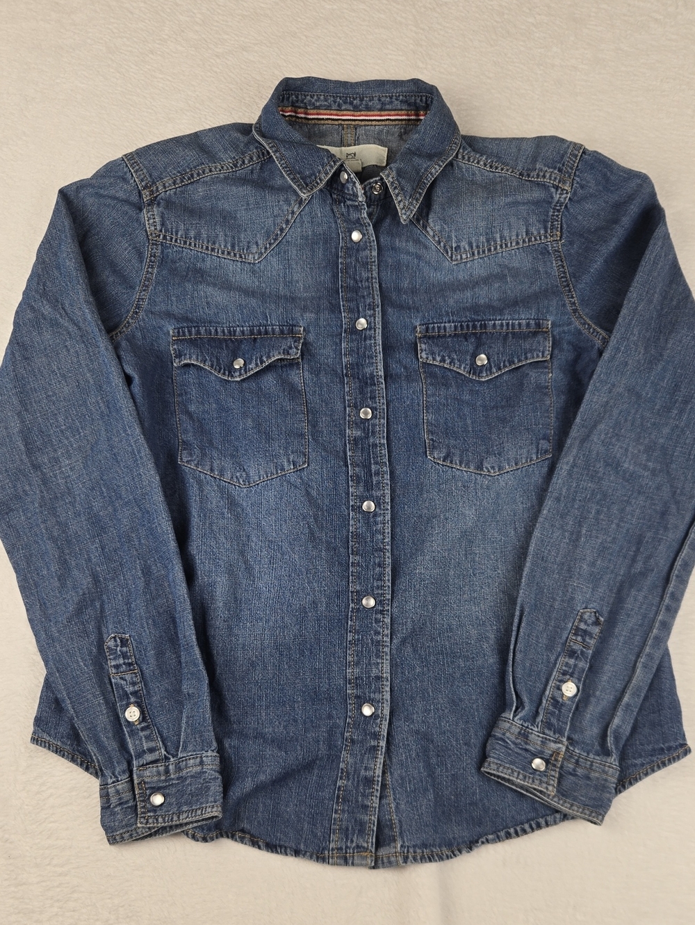 Thread & Supply Western Cut Denim Shirt with Pearl Snaps Size XS